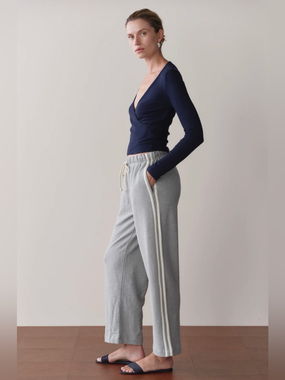 DONNI. The Eco-Terry Stripe Crop Pant